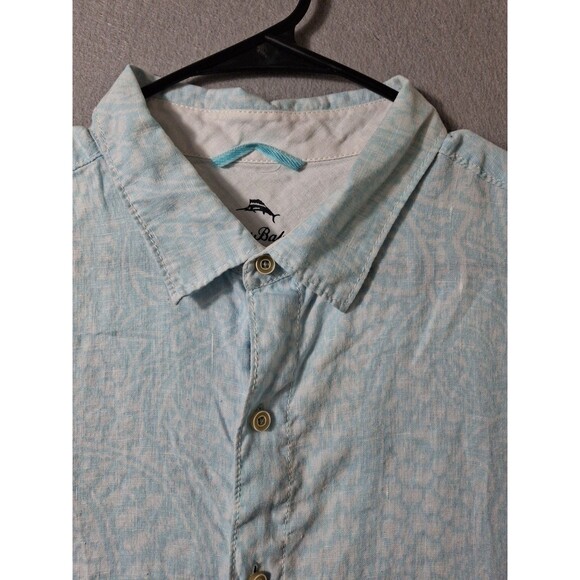 Tommy Bahama Relax Shirt Men XL BlueShort Sleeve 100% Linen Geometric Print - Picture 3 of 8